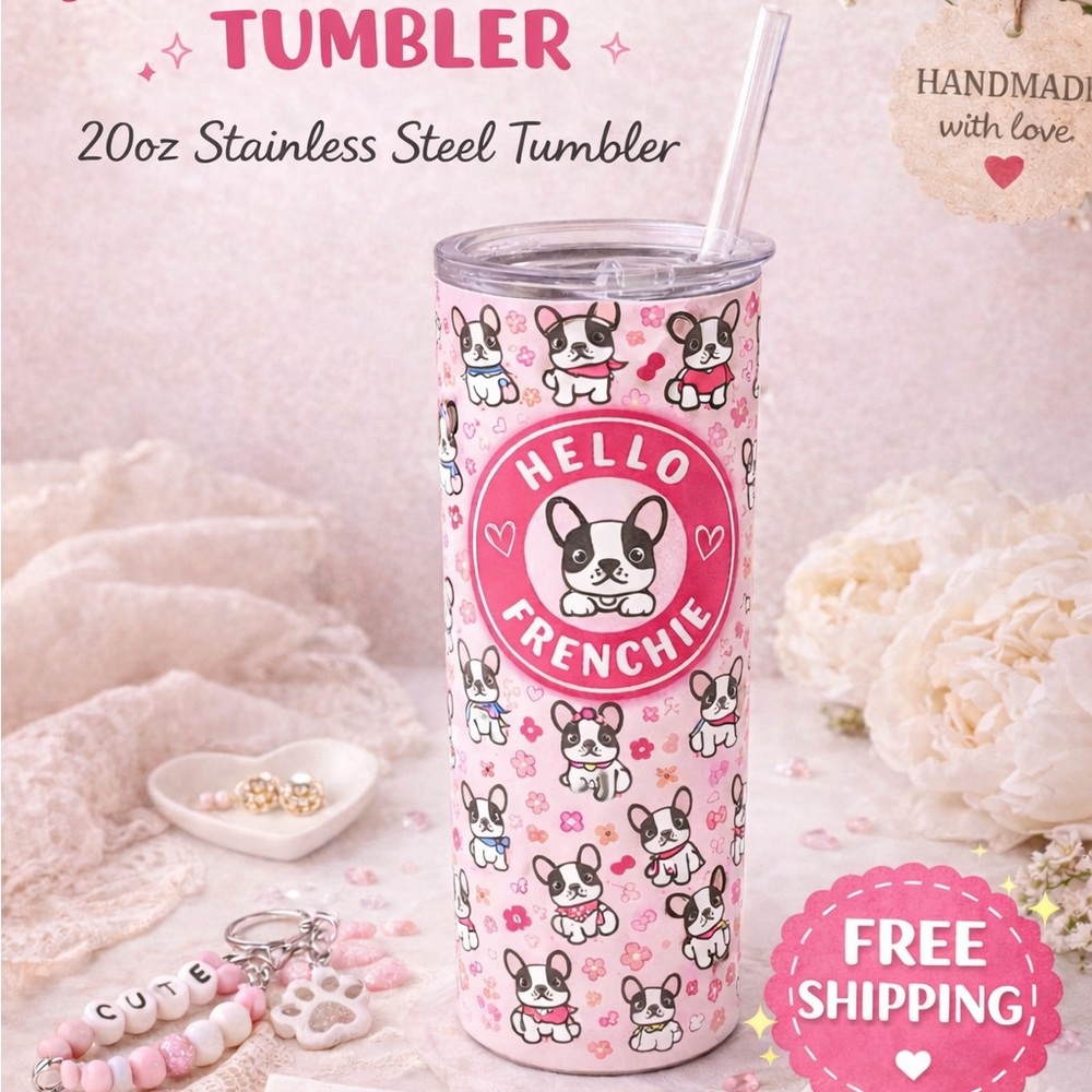 Hello Frenchie Pink Tumbler
